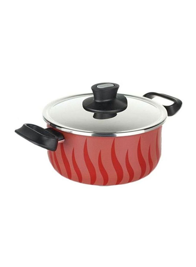 Tempo Flame Casserole With Lid Red/Black/Silver 26cm