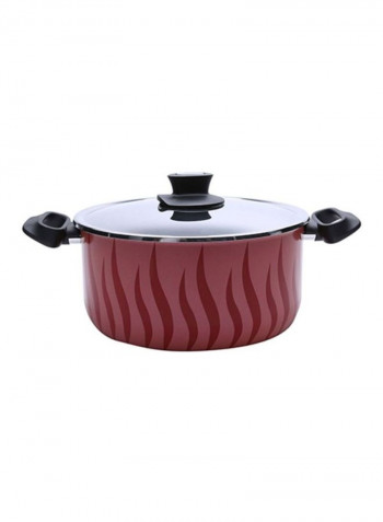 Tempo Flame Casserole With Lid Red/Black/Silver 26cm