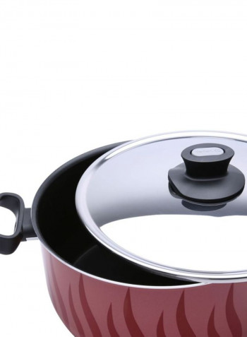 Tempo Flame Casserole With Lid Red/Black/Silver 26cm