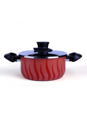 Tempo Flame Casserole With Lid Red/Black/Silver 26cm