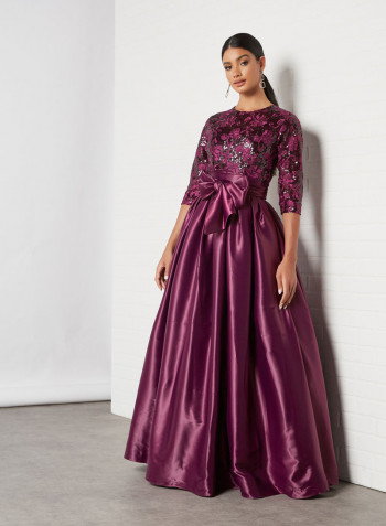 Lace Bodice Dress Fuchsia