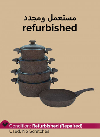 Refurbished - 9-Piece Granite Cookware Set Brown