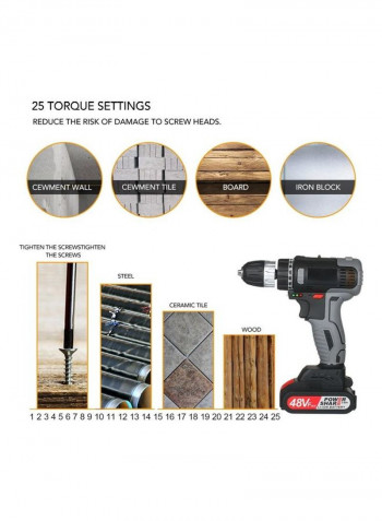 4-Piece Electric Drill Kit Black/Grey/Red