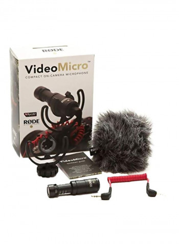 Compact On-Camera Microphone With Rycote Lyre Shock Mount Black