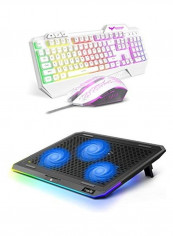 Backlit Wired Gaming Keyboard Mouse Combo With Laptop Cooling Pad