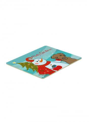 Snowman With Labrador Kitchen/Bath Mat Multicolour 18 x 24inch