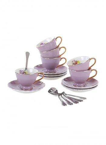 6-Piece Coffee Set With Spoon Purple