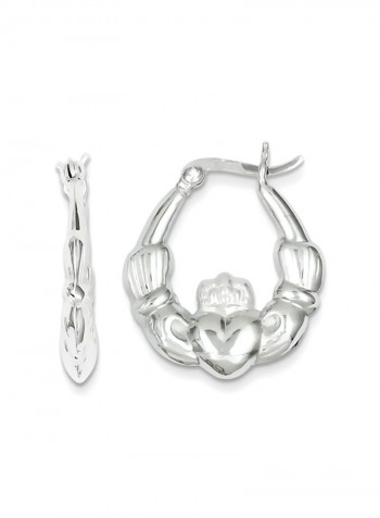 925 Sterling Silver Claddagh Hoop Earrings