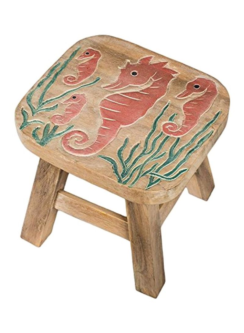 Seahorse Design Hand Carved Stool Seahorse
