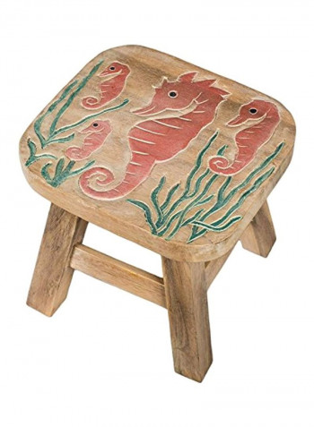 Seahorse Design Hand Carved Stool Seahorse