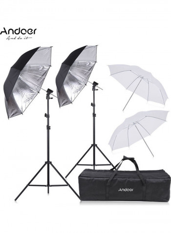 9-Piece Studio Photography Kit Black/White/Silver