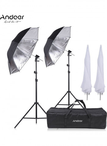 9-Piece Studio Photography Kit Black/White/Silver