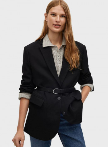 Belted Detail Blazer Black