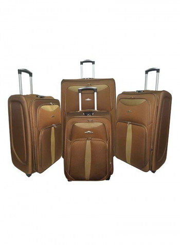 Softside 4 Piece Luggage Trolley Set Brown