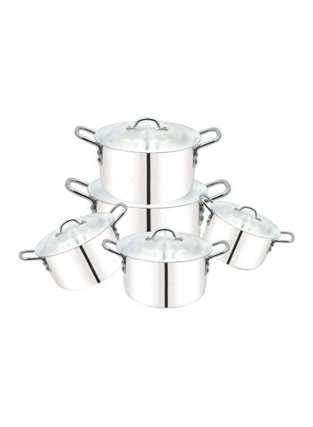 5-Piece Cooking Pot With Lid Silver 6x2cm