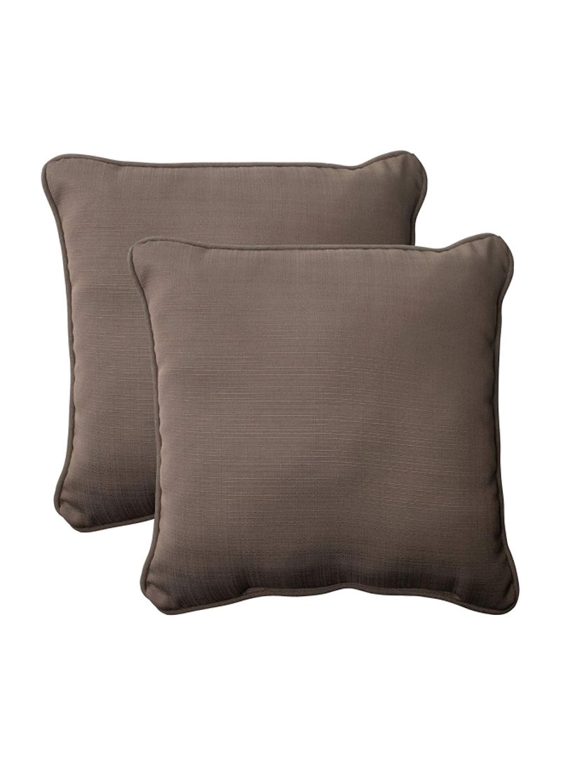 2-Piece Polyester Corded Throw Pillow Set Taupe 18.5inch