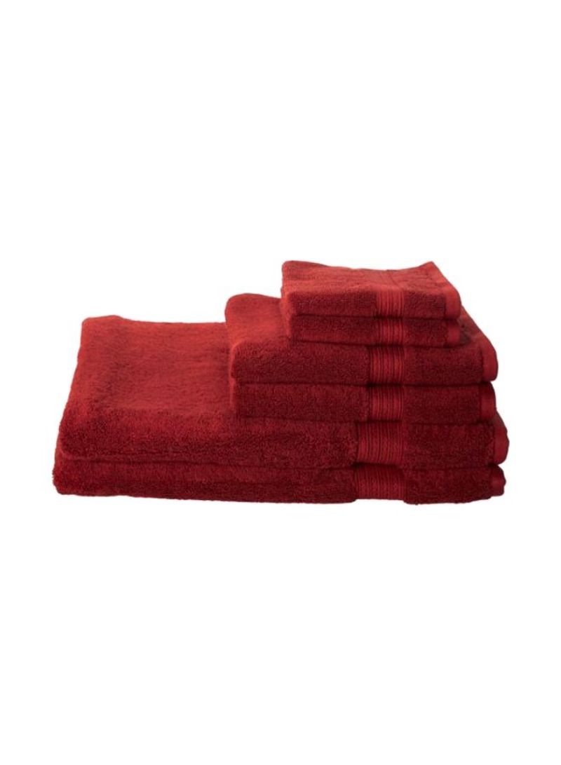 6-Piece Cotton Towel Set Garnet Red