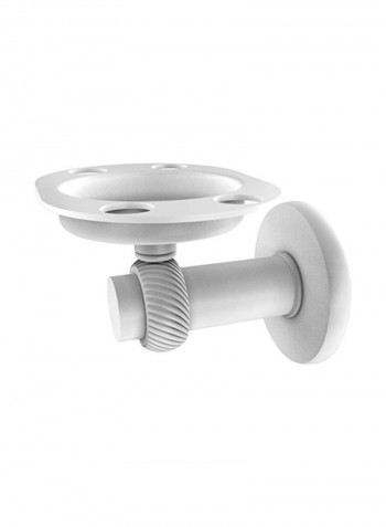 Mercury Collection Tumbler And Toothbrush Holder With Twisted Accents Matte White