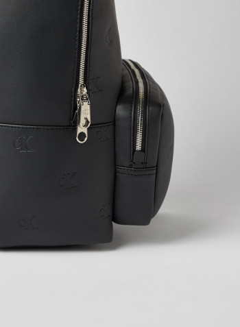 Monogram Embossed Backpack Black