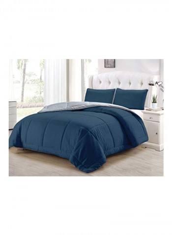 3-Piece Polyester Comforter Set Blue/Grey