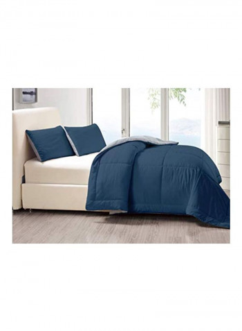 3-Piece Polyester Comforter Set Blue/Grey