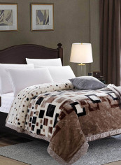 Plaid Pattern Double-Layer Blanket Cotton Grey 200x230centimeter