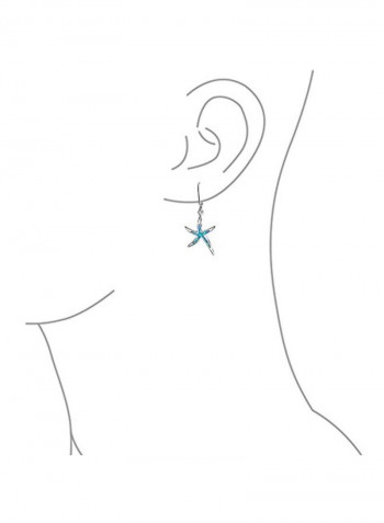 925 Sterling Silver Opal Studded Starfish Design Dangle Earrings