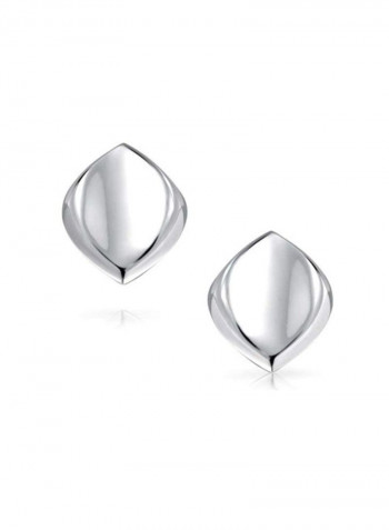 925 Sterling Silver Oval Concave Earrings