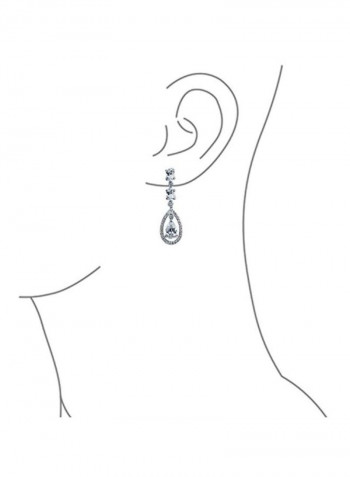 Cubic Zirconia Studed Teardrop Dangle Earrings