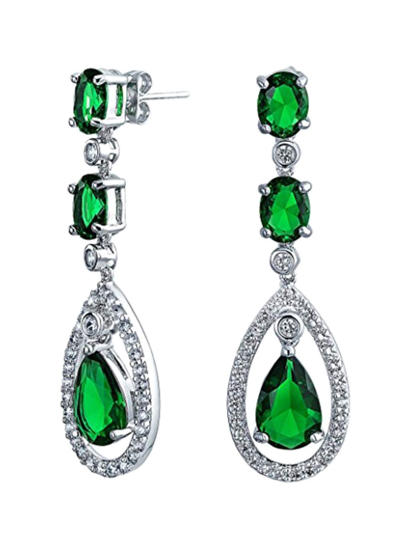 Silver Plated Cubic Zirconia Studded Dangle Earrings