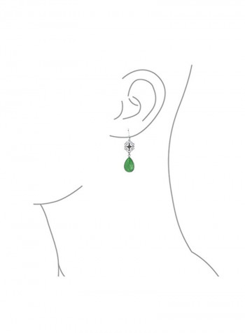 925 Sterling Silver Jade Studded Pear Shaped Studded Earrings