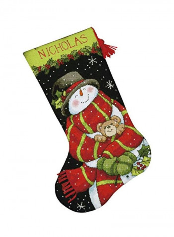 Snowman and Bear Personalized Christmas Stocking Kit Red/Black/Yellow