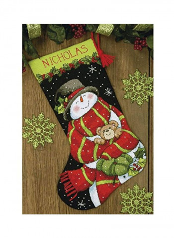 Snowman and Bear Personalized Christmas Stocking Kit Red/Black/Yellow