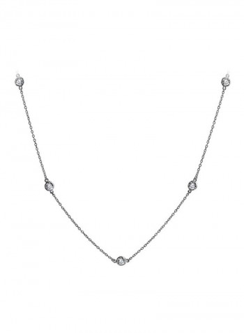 14 Karat Gold Plated 925 Sterling Silver Cubic Zirconia Studded Necklace