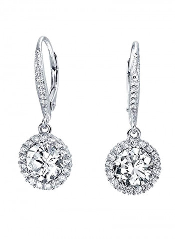 925 Sterling Silver Cubic Zirconia Drop Leverback Earrings