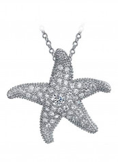 925 Sterling Silver Cubic Zirconia Starfish Pendant Necklace