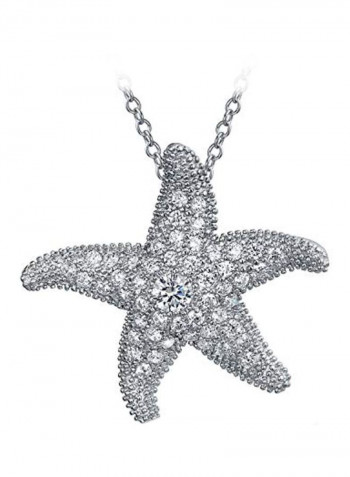 925 Sterling Silver Cubic Zirconia Starfish Pendant Necklace