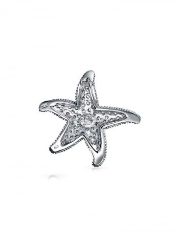 925 Sterling Silver Cubic Zirconia Starfish Pendant Necklace