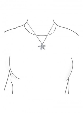 925 Sterling Silver Cubic Zirconia Starfish Pendant Necklace