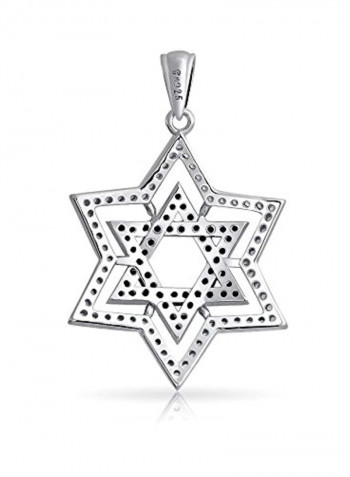 925 Sterling Silver Cubic Zirconia Studded Pendant Necklace
