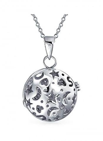 925 Sterling Silver Cubic Zirconia Studded Round Pendant Necklace