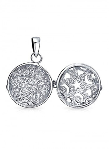 925 Sterling Silver Cubic Zirconia Studded Round Pendant Necklace