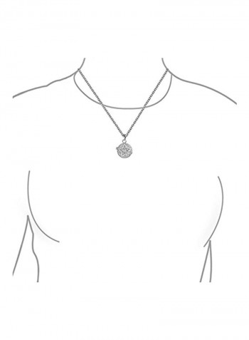 925 Sterling Silver Cubic Zirconia Studded Round Pendant Necklace