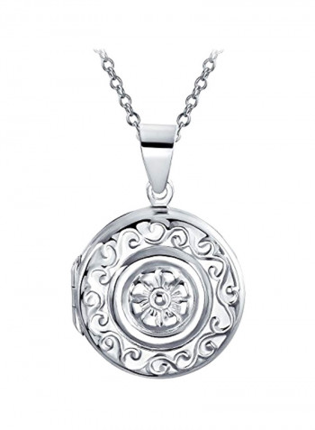 925 Sterling Silver Floral Design Pendant Necklace