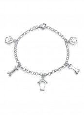 925 Sterling Silver Paw Shaped Charm Bracelet