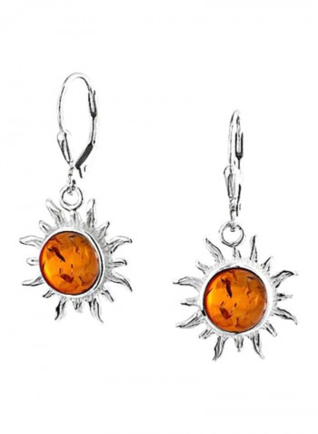 925 Sterling Silver Synthetic Amber Studded Dangle Earring
