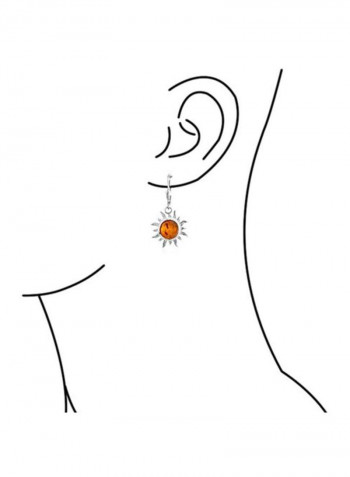 925 Sterling Silver Synthetic Amber Studded Dangle Earring