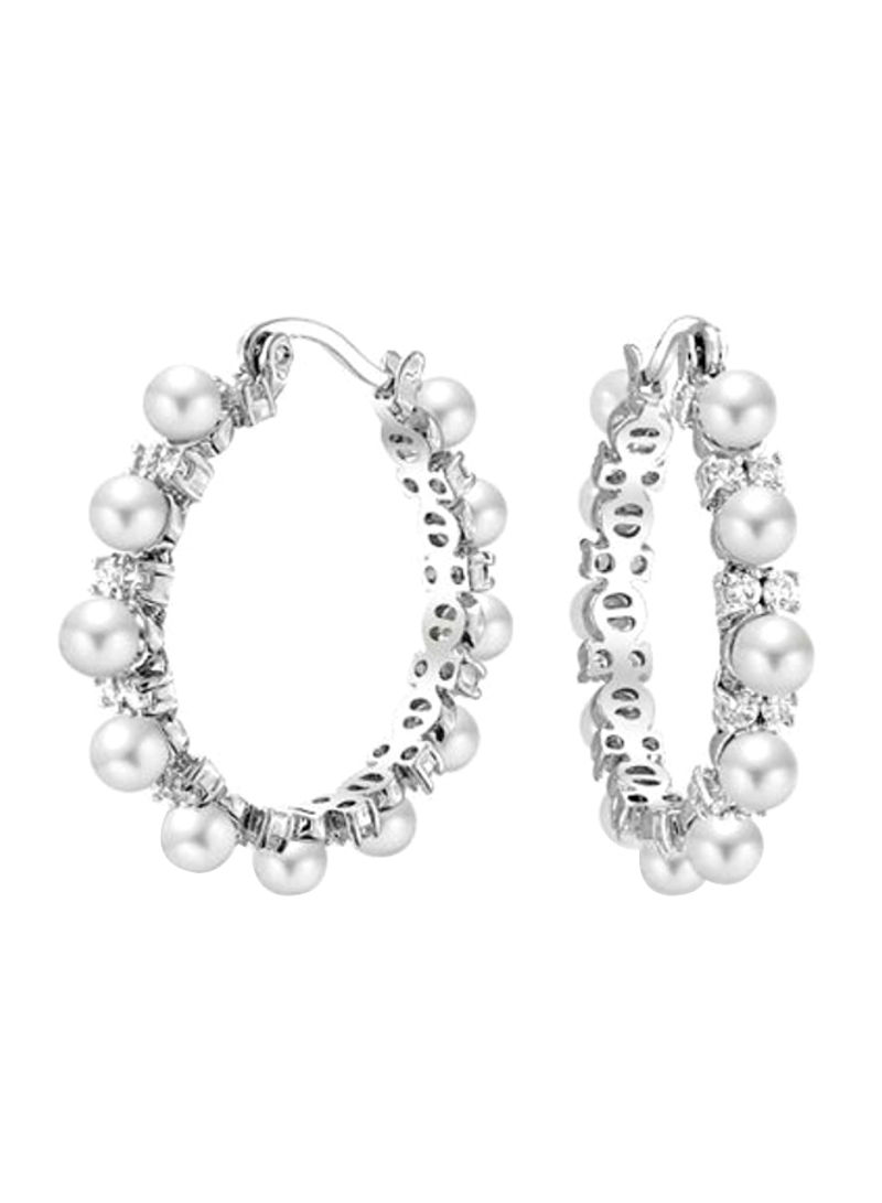 Silver Plated Cubic Zirconia Studded Hoop Earring