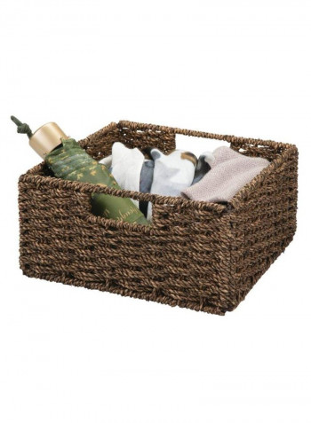 2-Piece Woven Hyacinth Closet Storage Organizer Basket Bin Chestnut/Brown