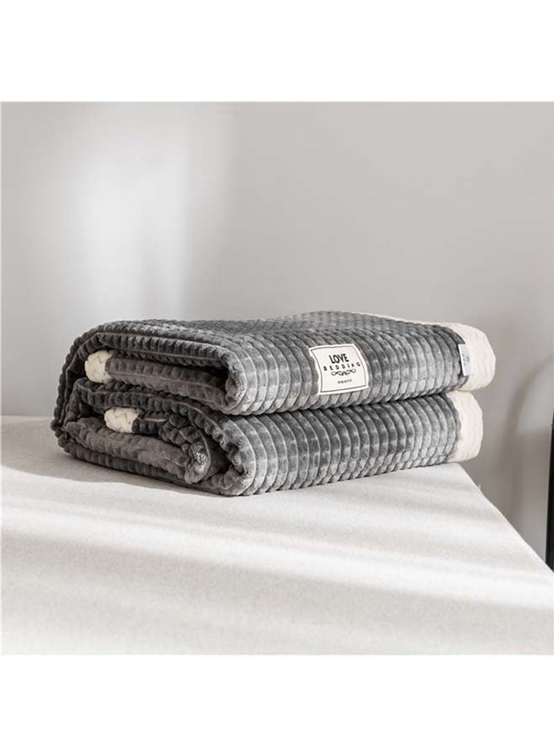 Solid Design Throw Blanket Cotton Grey 200x230centimeter